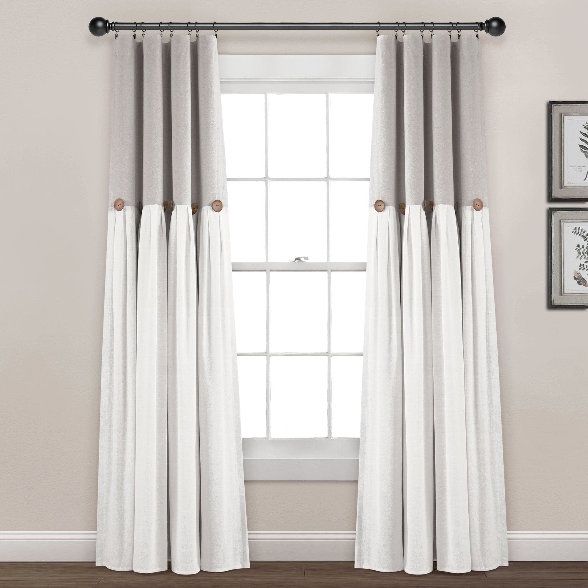 Blackout Linen Curtain Panels with Button Lining - 100% Light Blocking Window Drapes for Bedroom & Living Room Privacy & Sleep