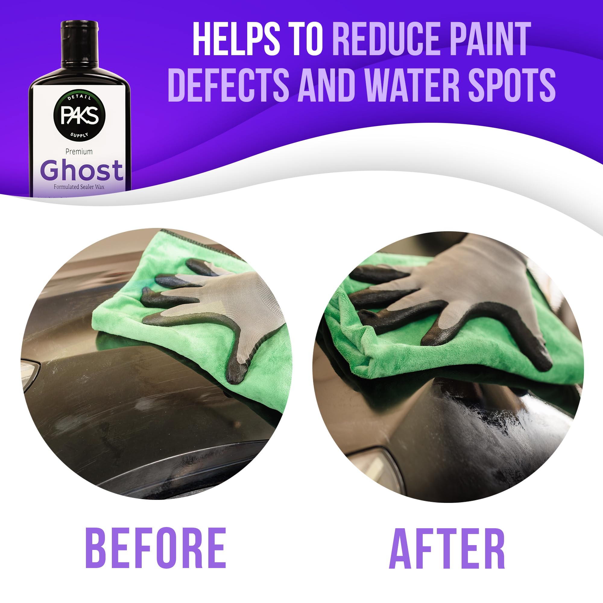 Paks Professional Grade Ghost Synthetic Sealant Auto Wax - 16oz Long Lasting UV Protection Car Paint Sealant & Finnish Enhancer | Perfect for Car Detailing, Showroom Shine & Vehicle Protection