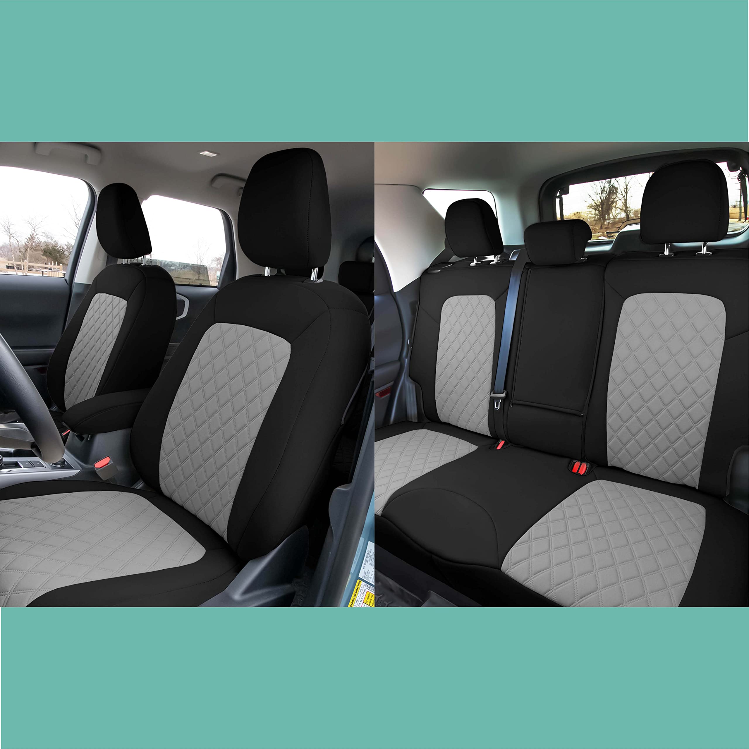 FH Group Custom Fit Neoprene Seat Covers for 2021-2022 Ford Bronco Sport - Water Resistant Neosupreme Full Set (Gray) | Perfect for Off-Roading, Camping & Daily Commute