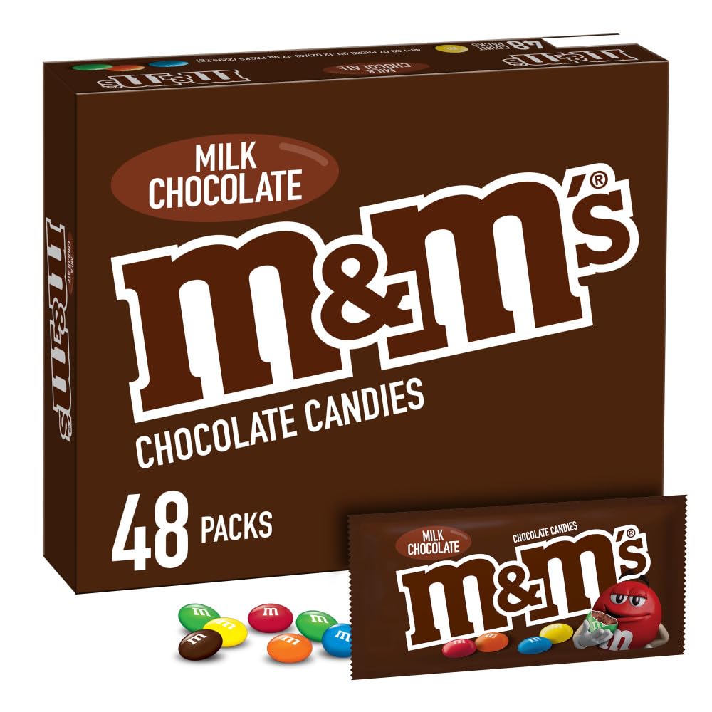 M&M'S Milk Chocolate Candy Singles - 1.69-Ounce Pouch (48-Count Box) | Bulk Chocolate Candies for Parties, Halloween, Christmas & Office Snacks