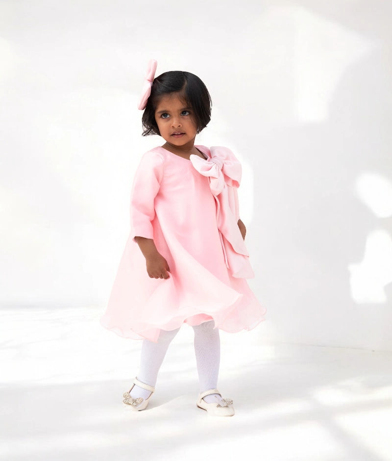 Pre Order: Baby Pink Organza Dress for Girls - Elegant Party Gown for Birthday, Flower Girl, Pageant & Special Occasions