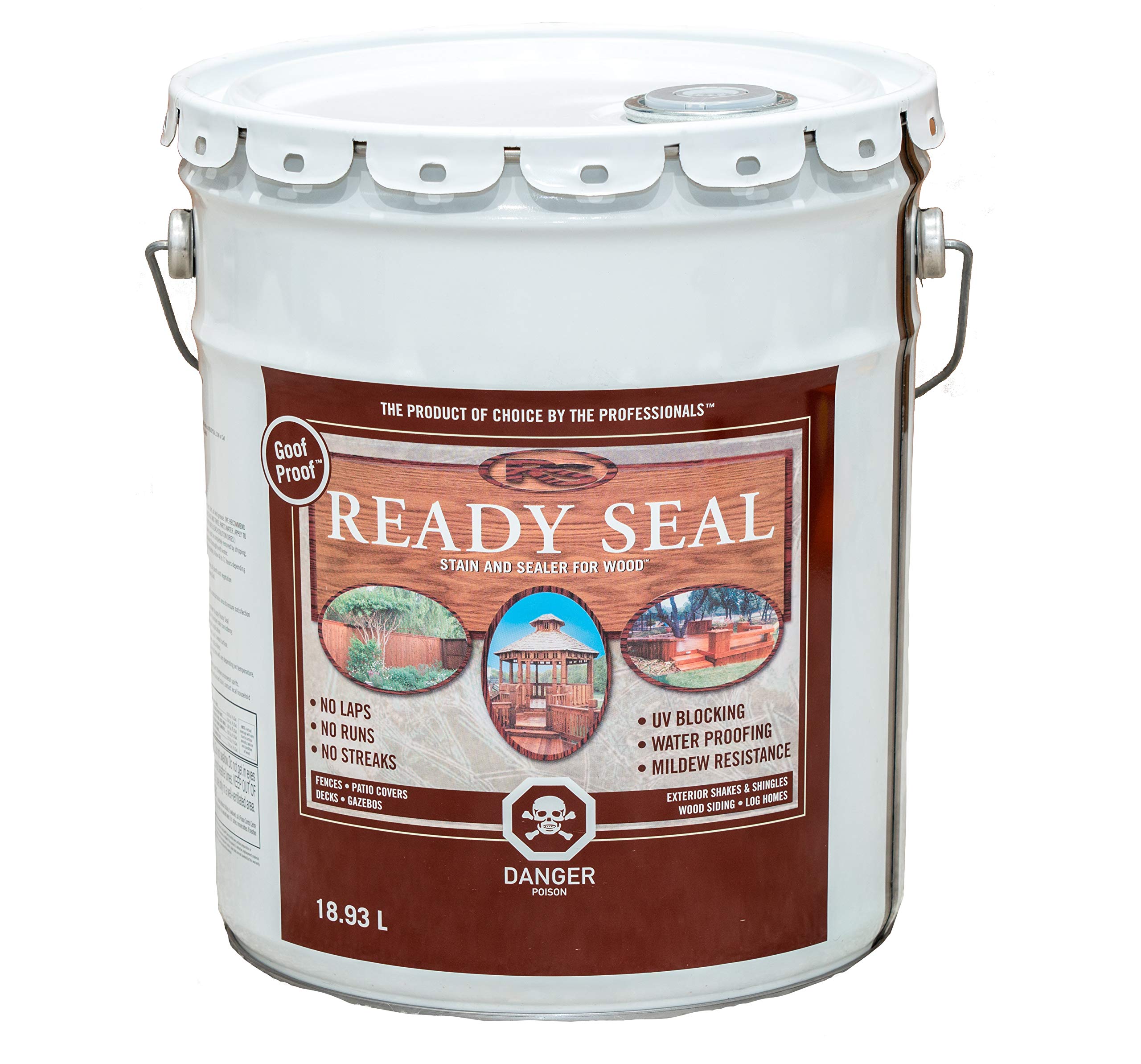 Ready Seal 520 5-Gallon Pail Redwood Exterior Wood Stain and Sealer - Premium Waterproof Deck & Fence Protection for Outdoor Wood Surfaces