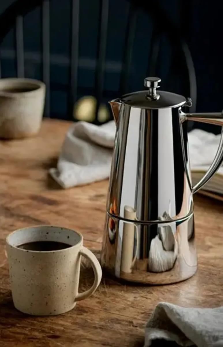 Cuisinox Roma 6-Cup Stainless Steel Stovetop Moka Pot - Italian Espresso Maker for Home & Office - Perfect for Brewing Rich Coffee on Gas, Electric & Induction Stoves