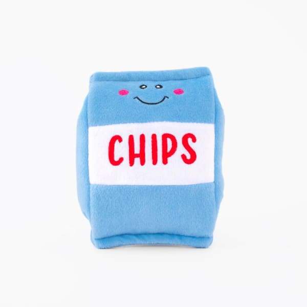 ZippyPaws NomNomz Chips Plush Squeaky Dog Toy for Small & Medium Dogs - Fun Interactive Treat Dispensing Chew Toy for Playtime & Training