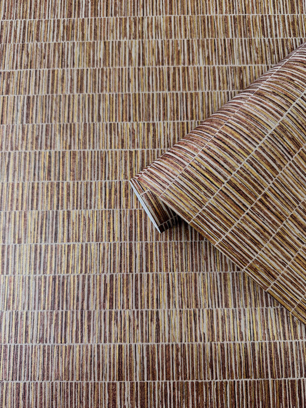 Orange and Gold Bamboo Screen Wallpaper - Peel and Stick Removable Wall Decor for Bedroom, Living Room, Office