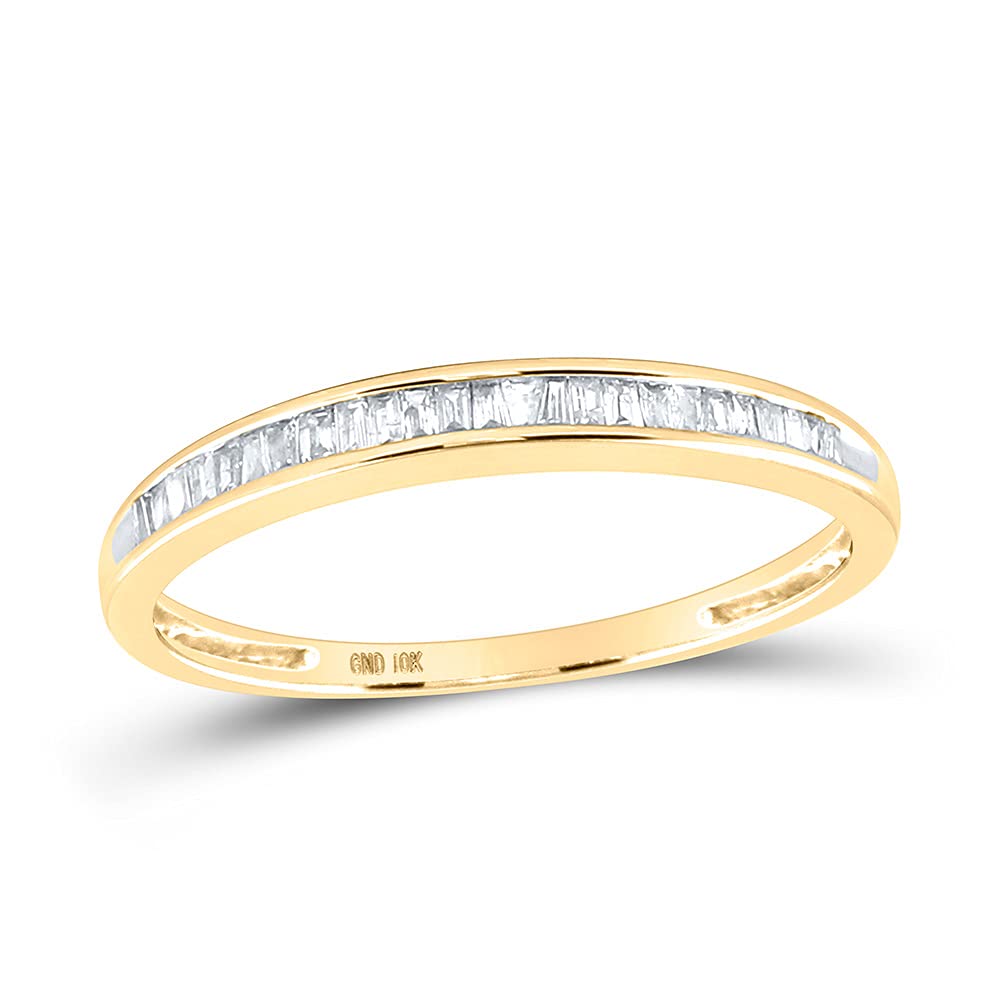 10kt Yellow Gold Baguette Diamond Wedding Band for Women - 1/6 Cttw, Anniversary Ring, Multiple Sizes - Perfect for Bridal Jewelry, Engagement Gifts & Special Occasions
