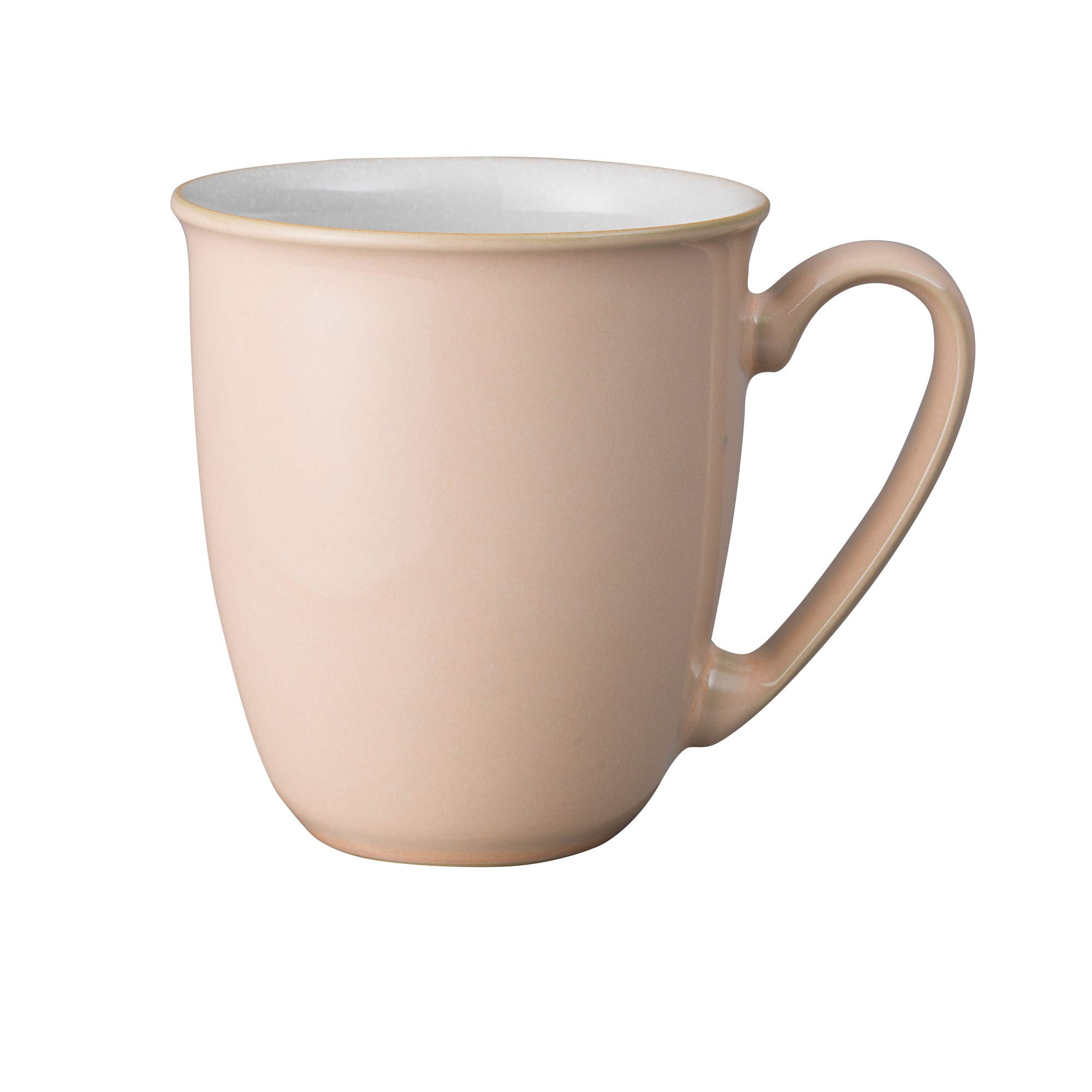 Denby Elements Shell Peach Coffee Mug Set of 4 - 330ml Stoneware Ceramic Tea Cups for Home, Office & Gifts - Dishwasher & Microwave Safe - Peach & White - Chip Resistant - Perfect for Morning Coffee, Afternoon Tea & Office Breaks