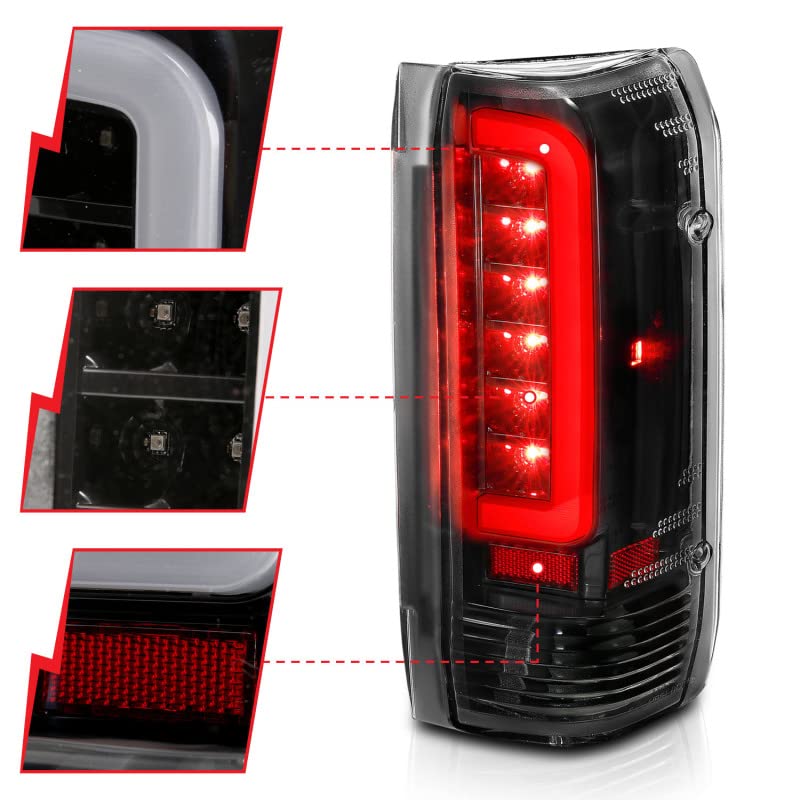 ANZO (311350) 1987-1996 Ford F-150 LED Taillights - Black Housing with Clear Lens (Pair) | High Visibility & Durable Replacement for F150 Pickup Truck | Perfect for Night Driving & Off-Road Adventures