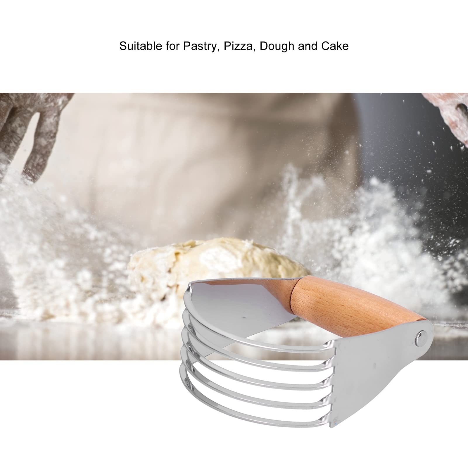 Premium Stainless Steel Dough Blender - Heavy Duty Pastry Cutter with Wooden Handle for Baking Pies, Cookies & Pastries - Ideal for Home Bakers & Professional Chefs