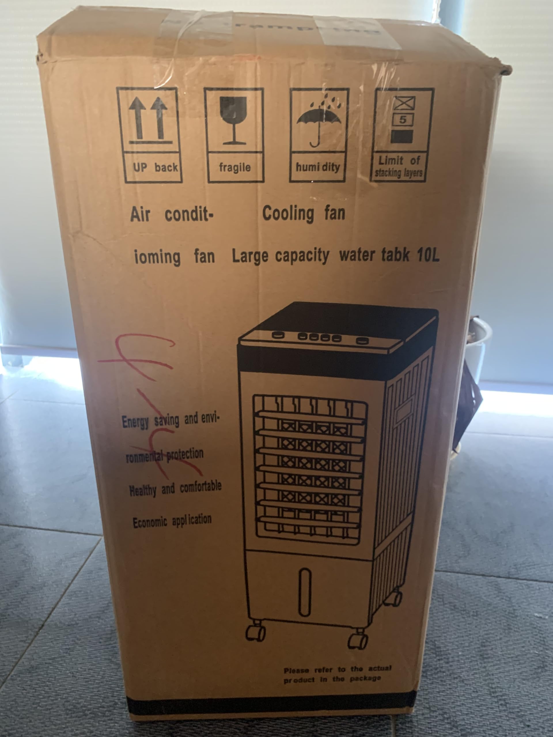 Portable Air Conditioner Fan with Water Cooling - 70W Evaporative Cooler, 24H Timer, 3 Speed Modes, 120° Oscillation & Remote Control - Includes 2 Cooling Pads for Home, Office, and Outdoor Use