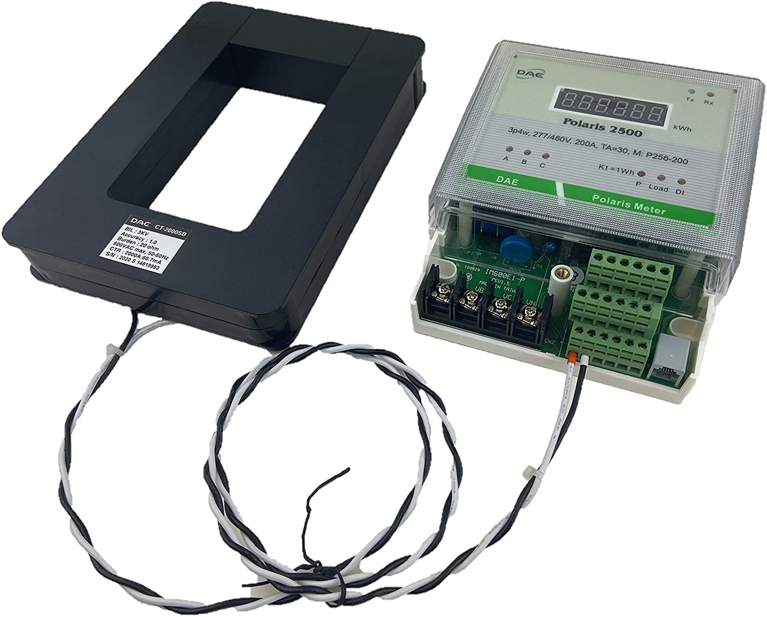 DAE CT-1500SB Split Core Current Transformer (1500A:66.7mA) with 2x2 Inch Inner Dimension - Perfect for Energy Monitoring, Solar Power Systems & Industrial Electrical Measurements