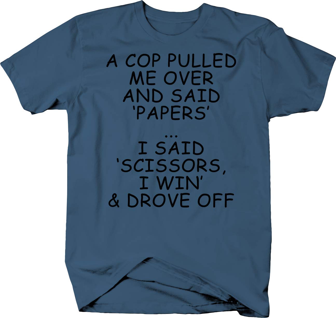 Funny Sarcastic Nerd T-Shirt - 'A Cop Said Papers, I Said Scissors I Win' Graphic Tee for Men & Women | Perfect for Geeks, Gamers, and Comic Conventions