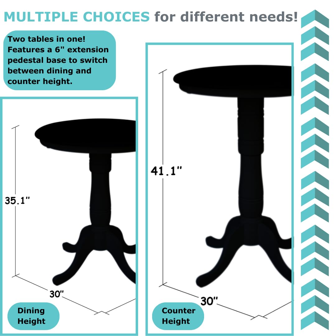 International Concepts 42-inch Round Dual Drop Leaf Pedestal Dining Table, 35.5