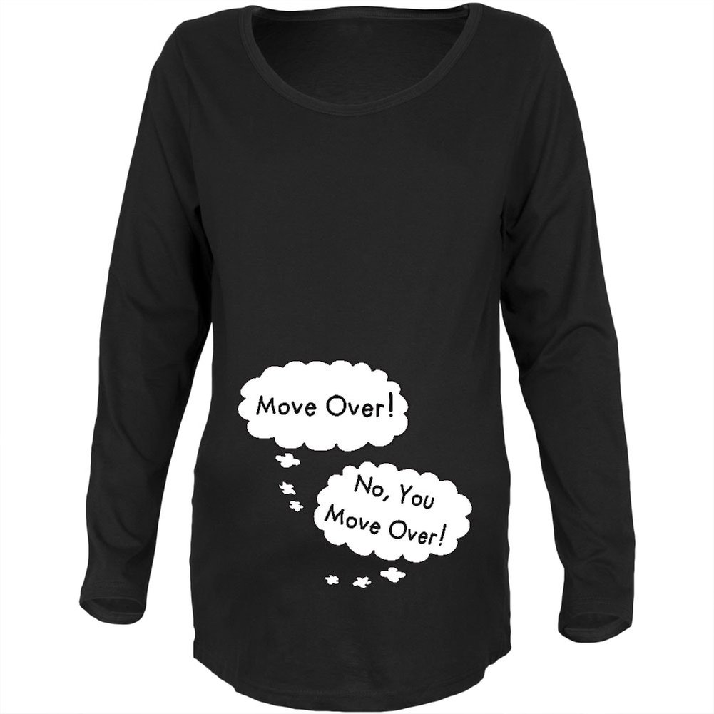 Black Maternity Long Sleeve T-Shirt with Speech Bubble Design - Perfect for Pregnancy Photos
