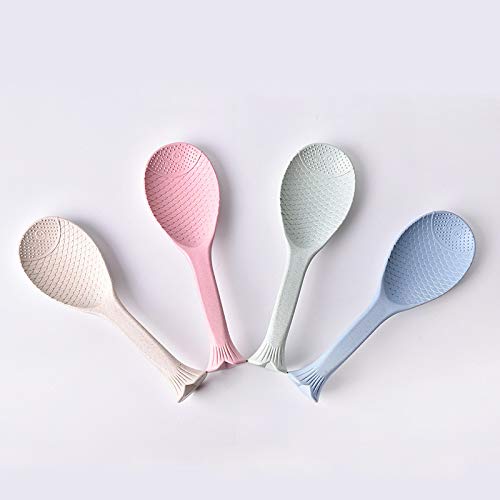 Rabbit Standing Spoon - Cute Nonstick Rice Cooker Spoon, Upright Rice Ladle for Sushi & Cooking - Creative Kitchen Tool for Home & Restaurants (Fish Pink)
