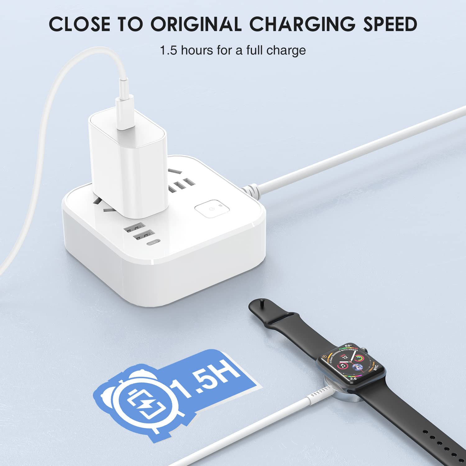 MFi Certified Fast Charger for Apple Watch - 6ft USB C Charging Cable with Power Adapter - Compatible with Apple Watch Ultra/Series 8/7/6/SE/5/4/3/2/1 - Portable Charging Cord for Travel, Office & Home Use - White