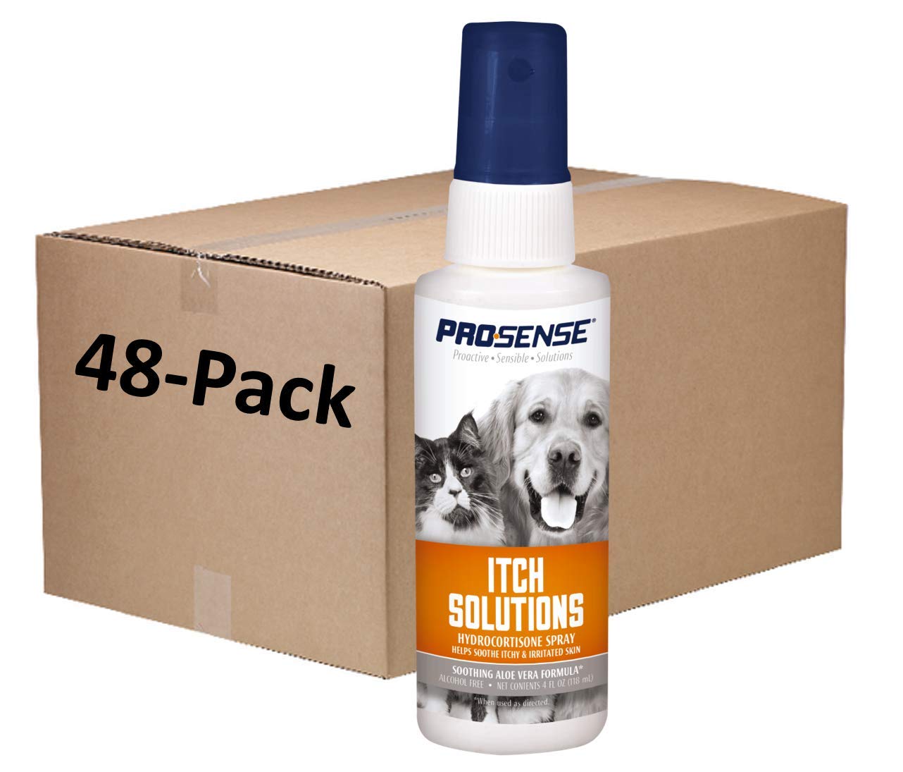 ProSense Itch Relief Hydrocortisone Spray for Dogs & Cats - Aloe Infused 4oz (48 Pack Case) | Soothes Hot Spots, Allergies & Skin Irritations for Pets at Home or Travel