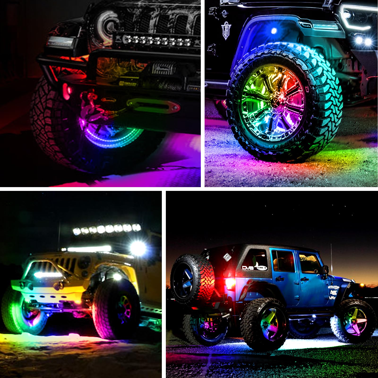 15.5 Inch LED Wheel Ring Lights - RGB Color Changing Rim Lights for Trucks, Cars & Pickups (Fits 18