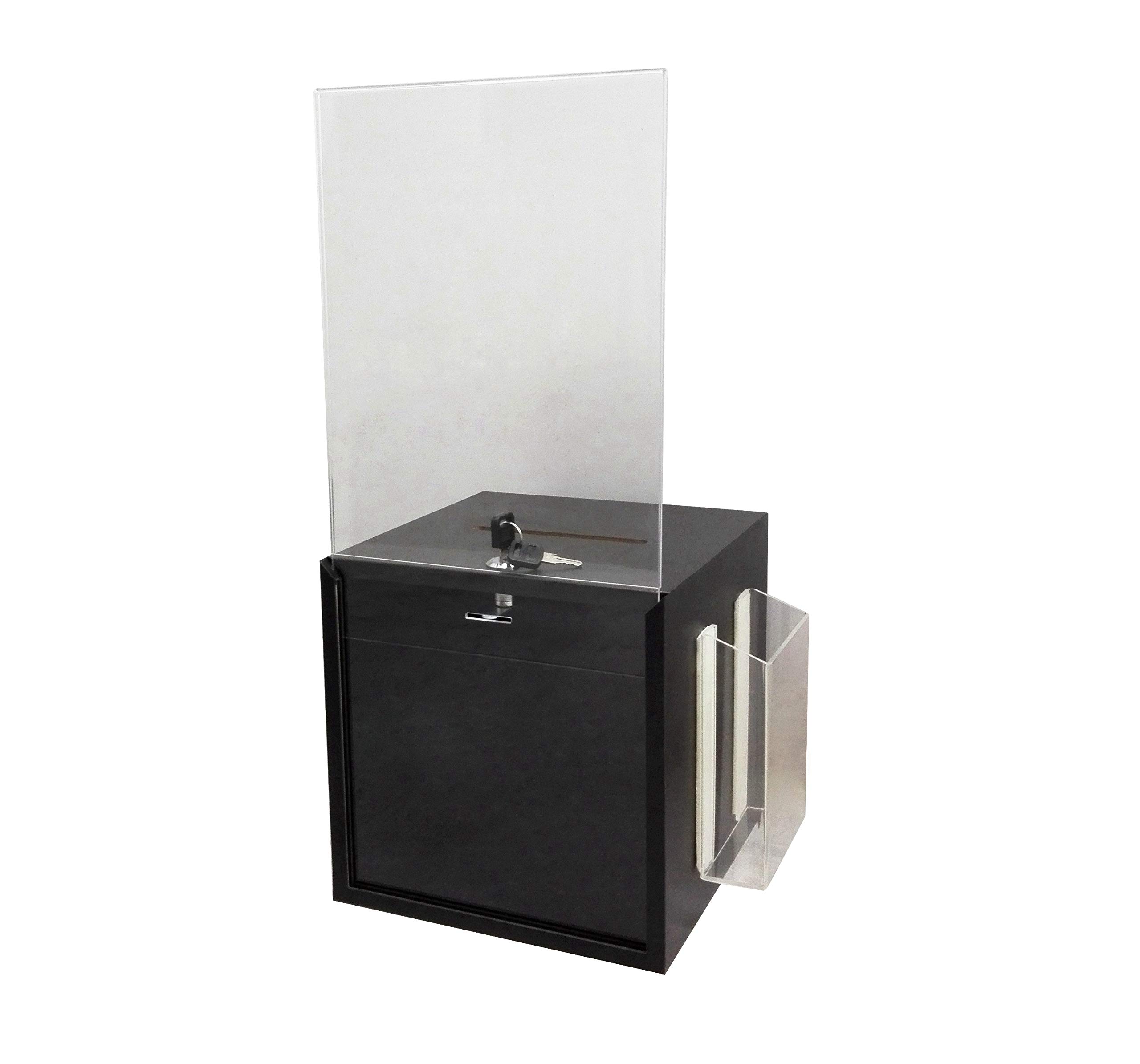 FixtureDisplays® Wooden Suggestion Box with Clear Acrylic Header - Donation Box, Ballot Box, Charity Box for Fundraising (19251-BLACK-NF) - Perfect for Schools, Churches & Community Events