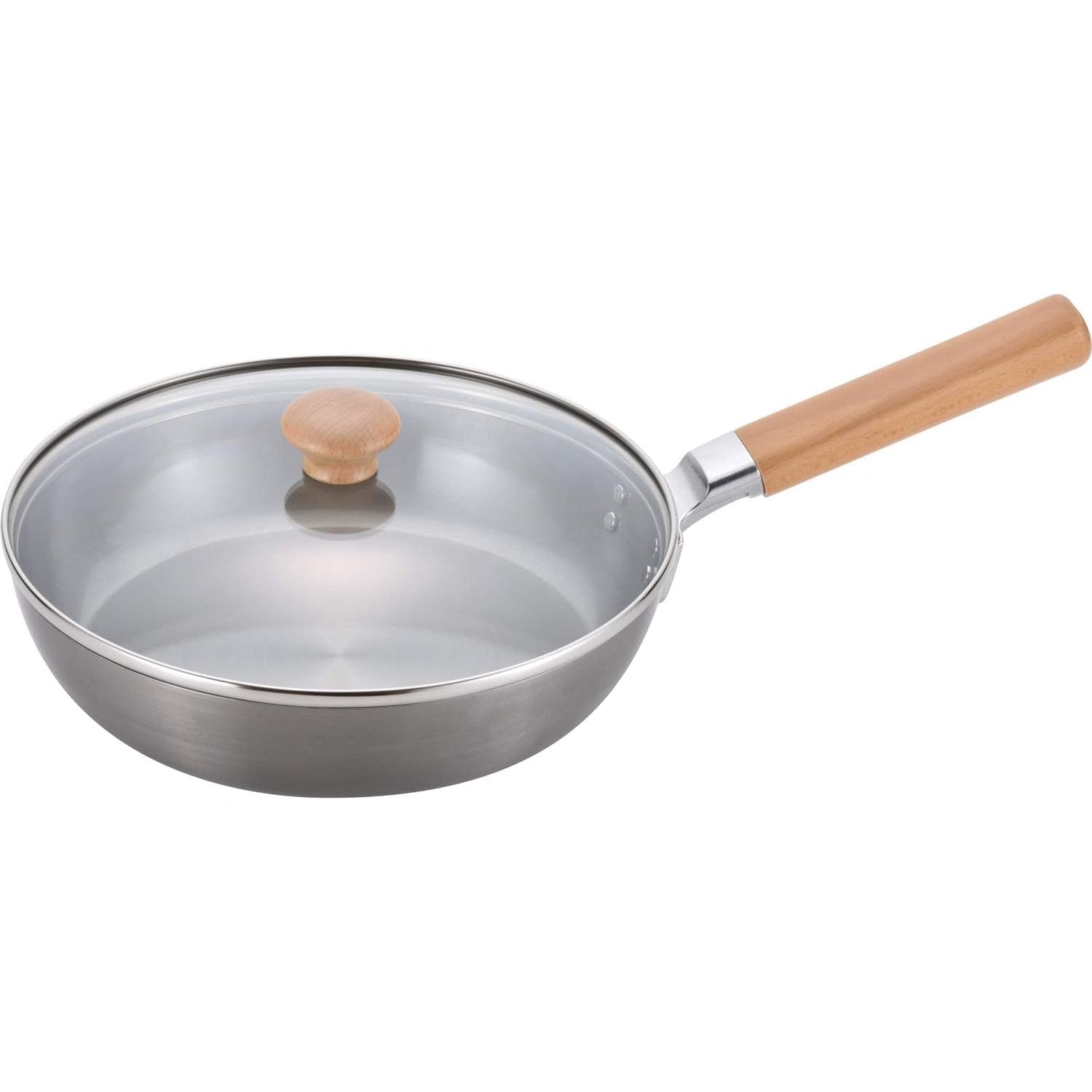 Premium Chitose 24cm Induction-Compatible Nonstick Frying Pan with Tempered Glass Lid - Perfect for Sautéing, Stir-Frying & Healthy Cooking on Induction Cooktops