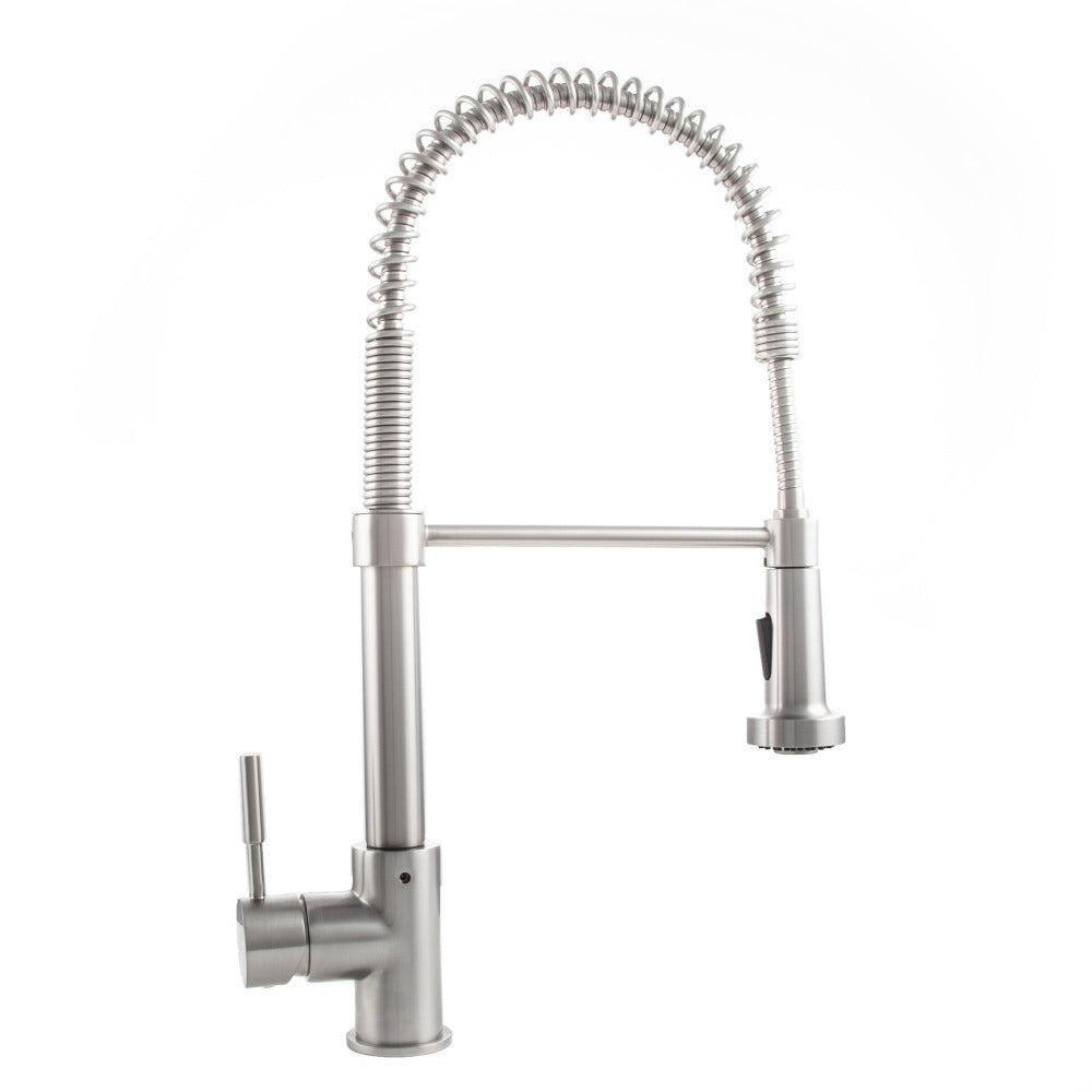 ZLINE Apollo Pull Down Spring Single Handle Kitchen Faucet in Brushed Nickel - High Arc Modern Design for Easy Dishwashing & Food Prep, Perfect for Home & Restaurant Kitchens (APL KF BN)