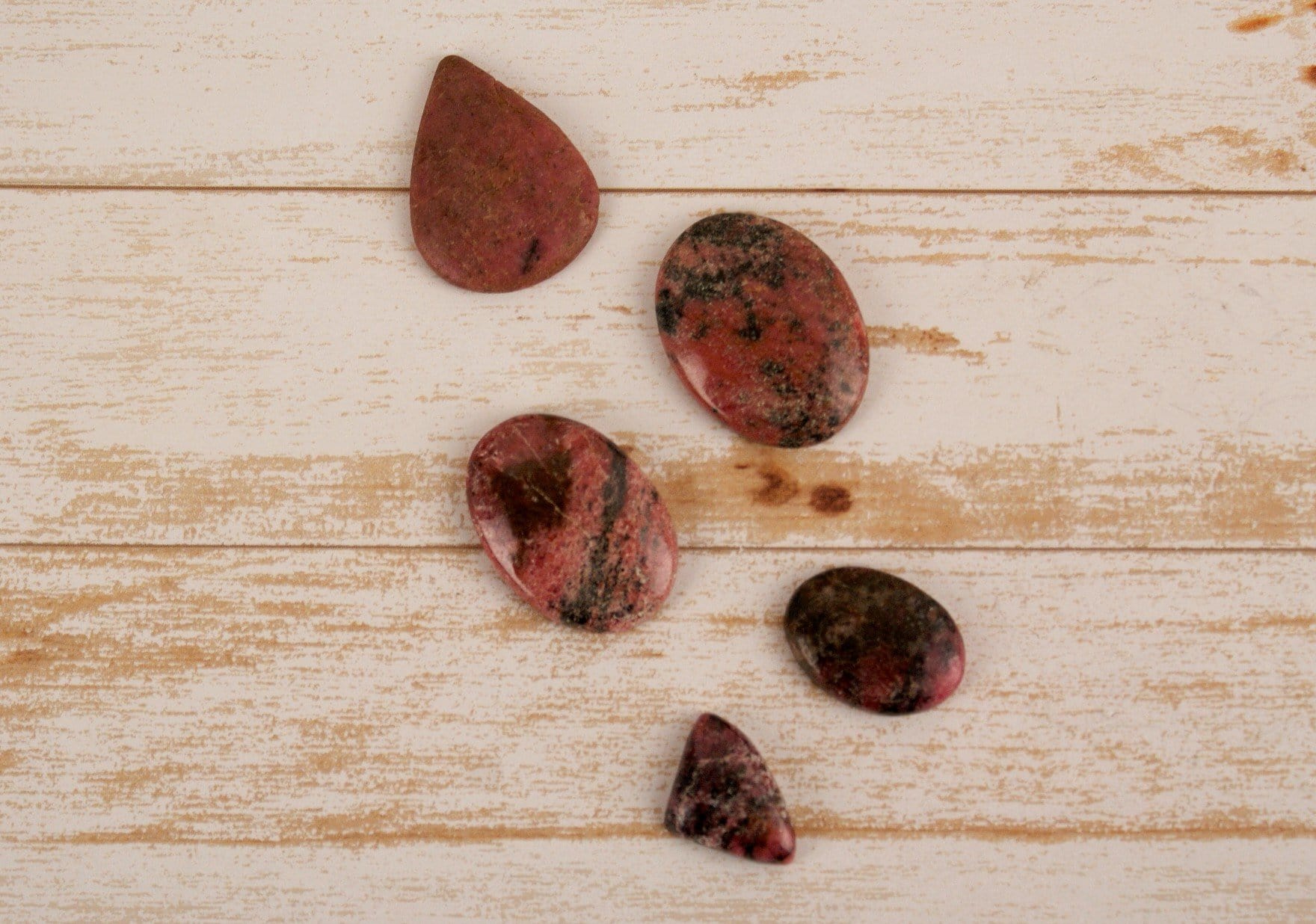 Premium C Grade Rhodonite Cabochons for Jewelry Making - Healing Stone for Stress Relief & Emotional Balance