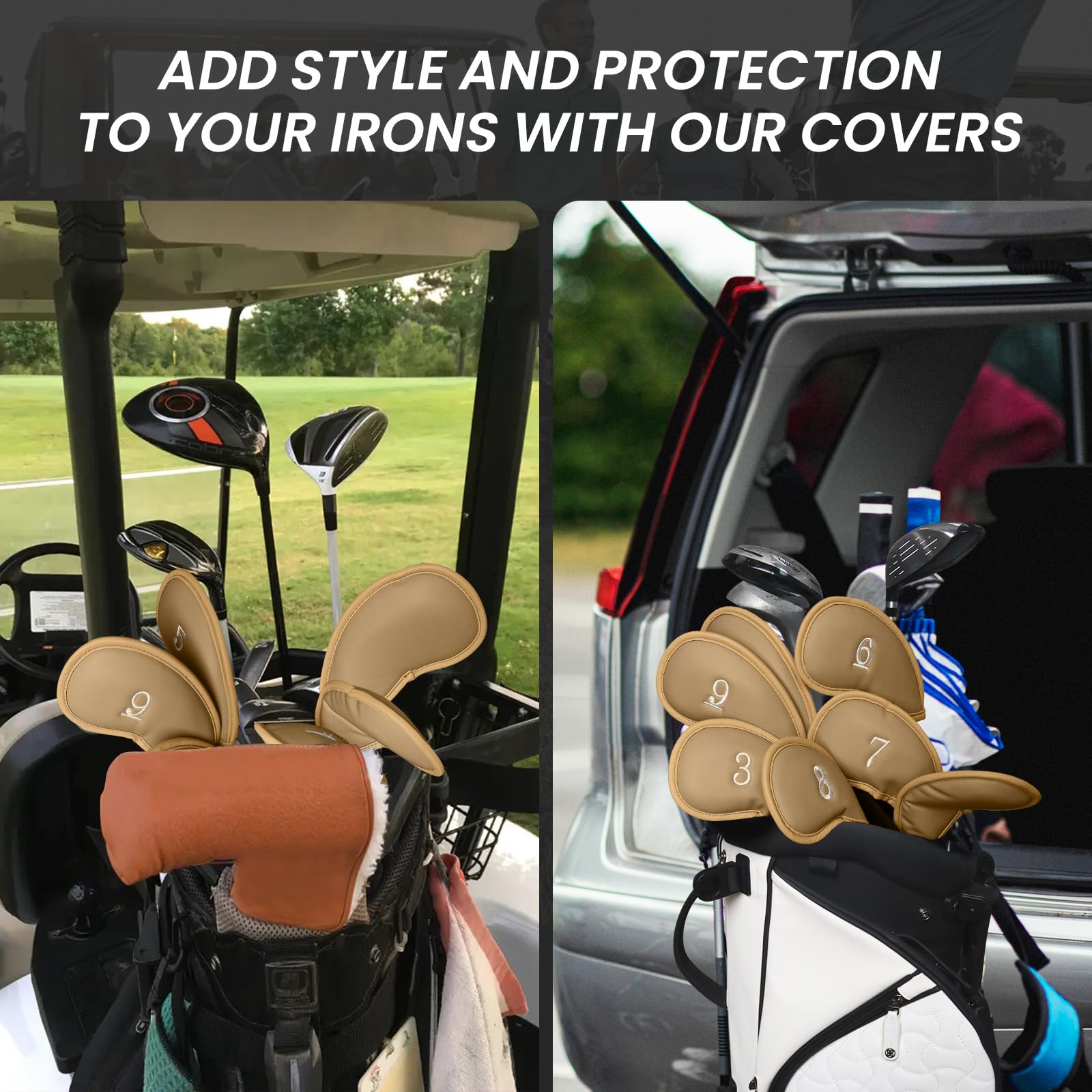 Premium 12-Piece Synthetic Leather Golf Iron Head Covers Set - Universal Fit for Most Iron Clubs | Durable Club Protection | Ideal Gift for Golfers | Perfect for Course Play & Club Storage