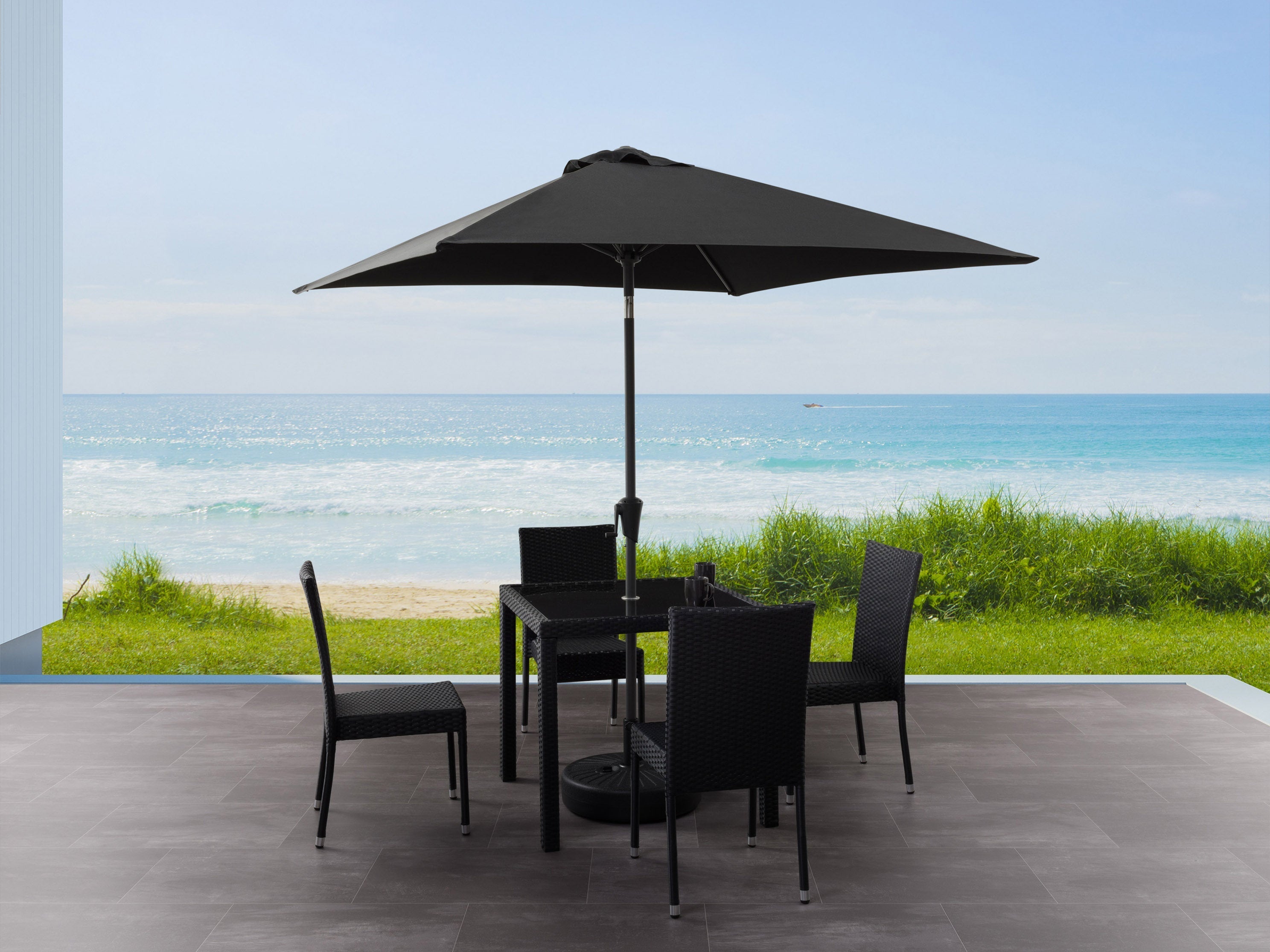 9ft Black Square Patio Umbrella - Outdoor Sun Shade for Pool, Garden, and Backyard - Heavy Duty Cantilever Umbrella with Wind Vent for Patio Furniture