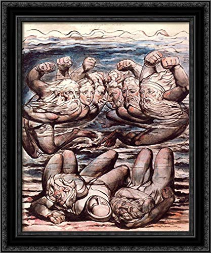 William Blake's Dante's Divine Comedy Hell Art - 20x24 Black Ornate Wood Framed Canvas Print | Gothic Home Decor, Office Wall Art, Literary Gift for Book Lovers