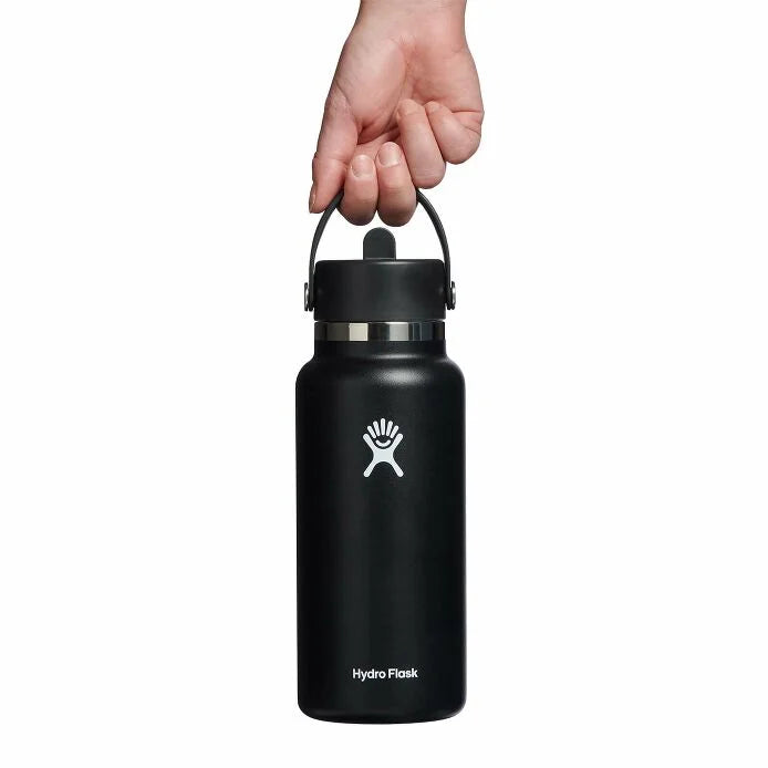 32 oz Wide Mouth Water Bottle with Flex Straw Lid - Leak Proof & BPA Free - Ideal for Gym, Hiking, Travel & Everyday Hydration