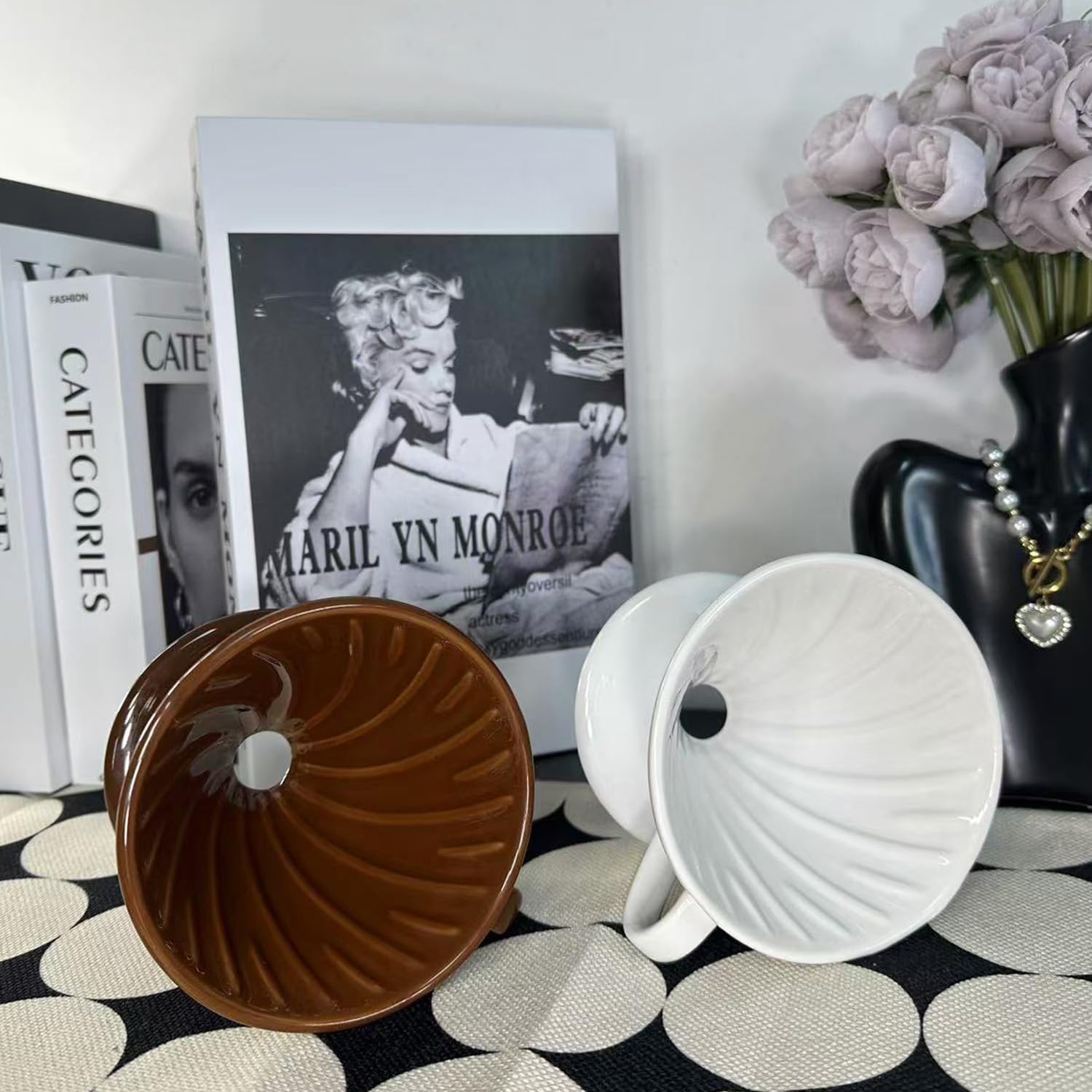 Premium Porcelain Pour Over Coffee Maker - Single Cup Manual Dripper for Slow Brewing | Portable Travel & Camping Coffee Accessories | Perfect for Office, Home & Cafe Use | Ideal Coffee Gift (White, Small, 1-2 Cups) | Enjoy Artisan Coffee Anywhere