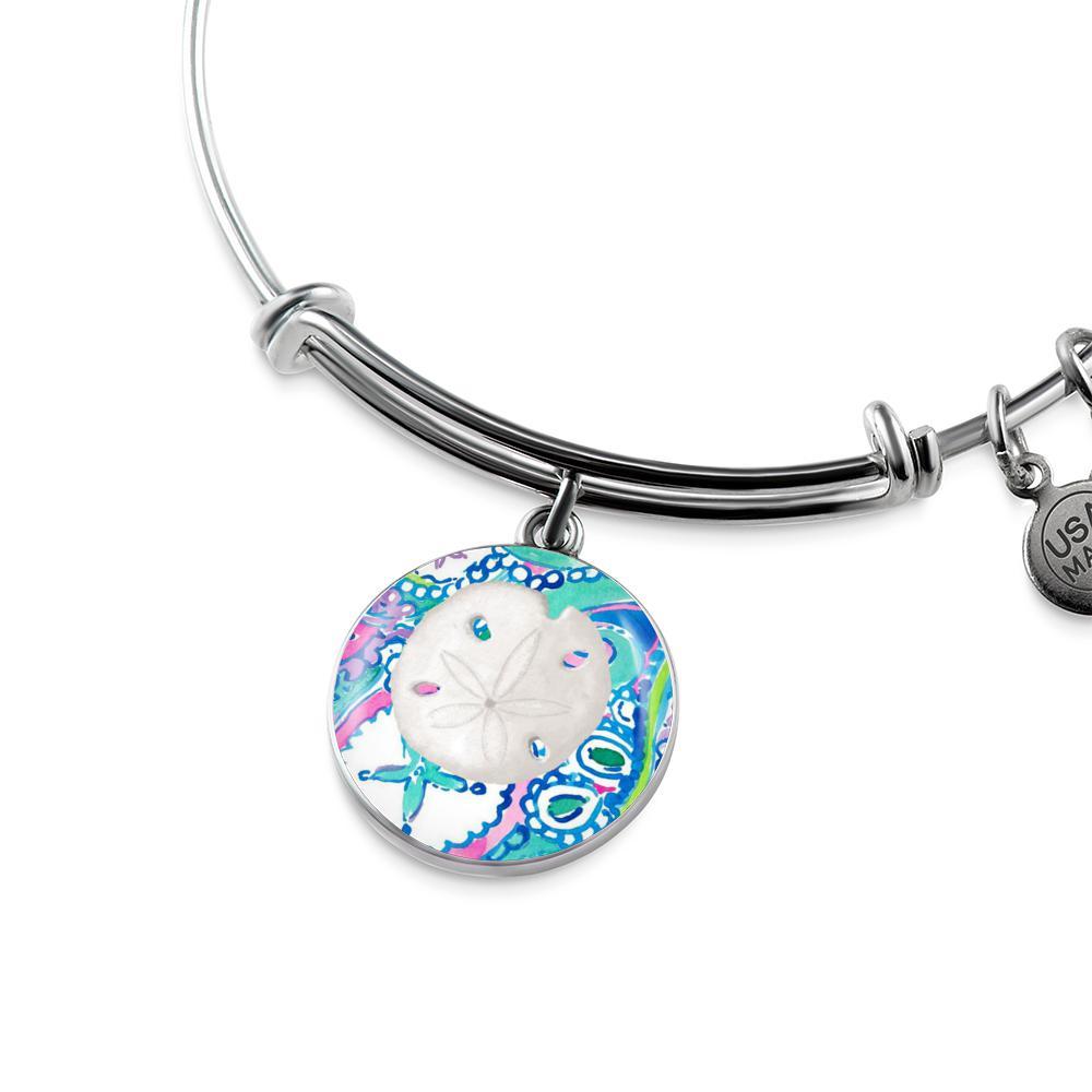 Colorful Sand Dollar Bangle Bracelet - Handmade Beach Jewelry for Women | Perfect for Summer Vacation, Beach Wedding & Boho Fashion Accessories