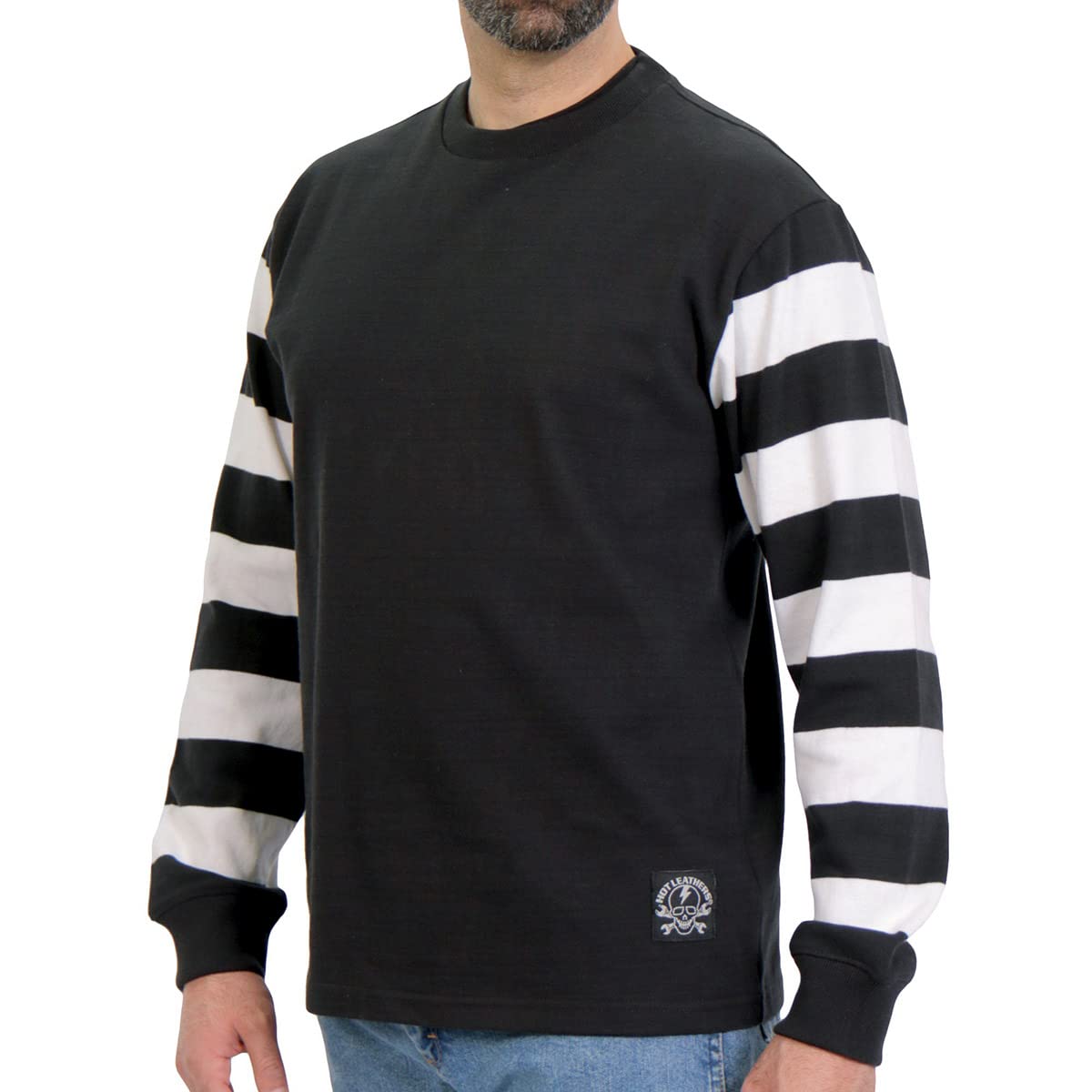 Hot Leathers GMS6002 Men's Black & White Striped Long Sleeve Casual Shirt - Perfect for Office, Date Night & Weekend Outings