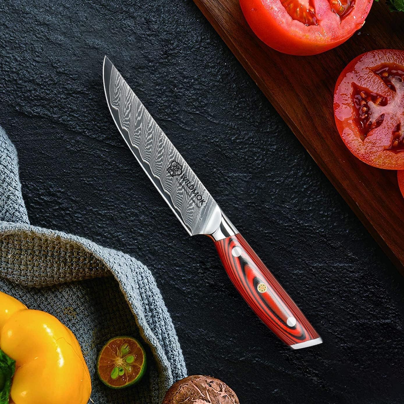 Premium 5 Inch Damascus Steak Knives Set - 4pcs Sharp Professional Japanese VG10 Steel Kitchen Knives with Full Tang G10 Handle - Perfect for Steak Dinners, BBQ Parties & Gourmet Cooking