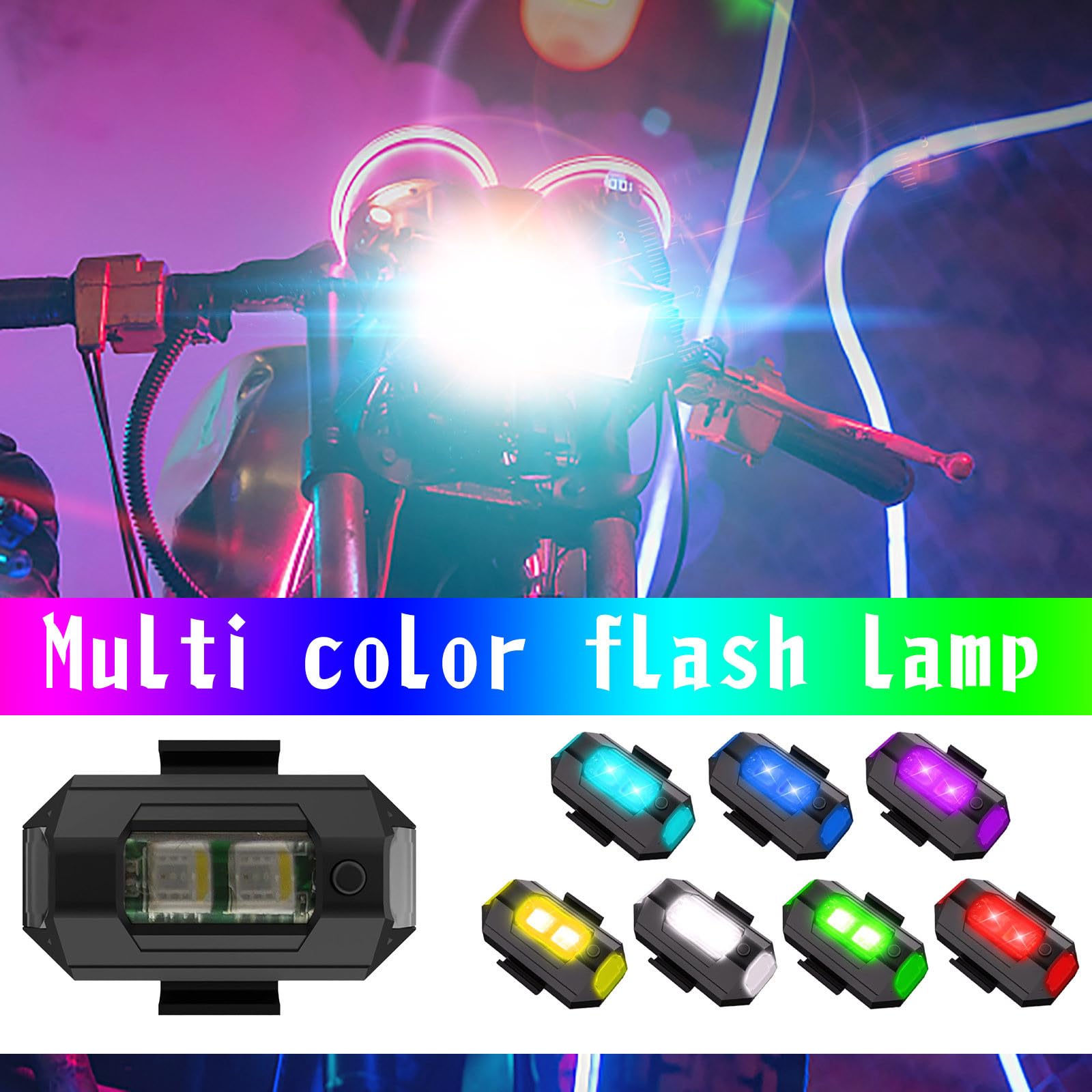 2024 New USB Rechargeable Waterproof LED Anti-Collision Warning Lights - 7 Color Wireless Strobe Lights with Remote Control for Cars, Trucks & Emergency Vehicles (1PC) - Perfect for Night Driving, Roadside Emergencies & Vehicle Safety