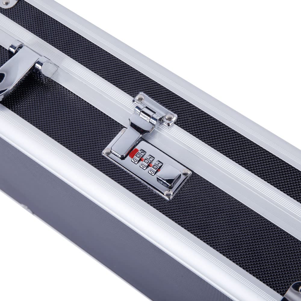 Tactical Aluminum Rifle Gun Case - Lockable Portable Shotgun Storage Box with Padded Foam Interior & Non-Slip Handle - Secure Handgun Lock Box for Firearms & Ammunition - Black | Perfect for Range Transport, Hunting Trips & Home Gun Safe Storage