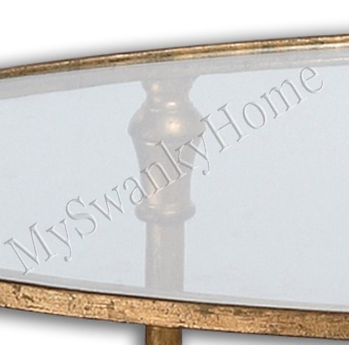 Stylish Oval Gold Metal Coffee Table - Modern Living Room Centerpiece for Home Decor & Entertaining Guests
