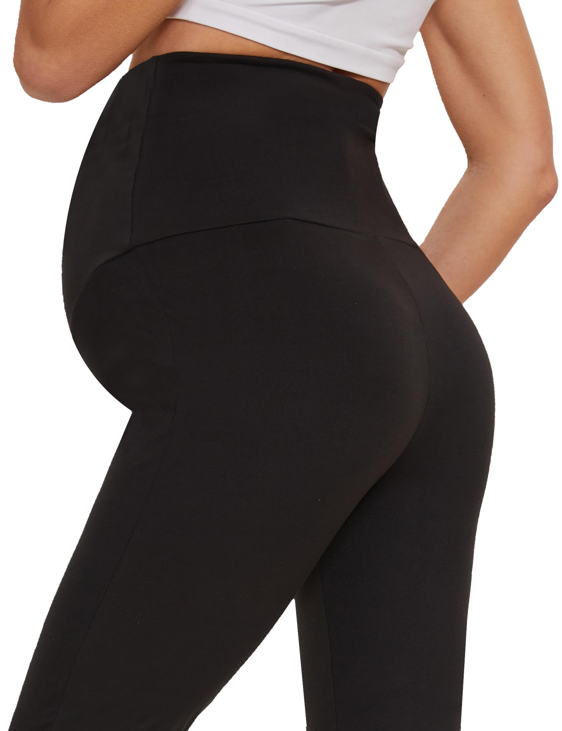 Buttery Soft Maternity Flare Leggings - High Waisted Over Belly Pregnancy Yoga Pants for Before, During & After Pregnancy - Comfortable Stretchy Workout & Lounge Wear