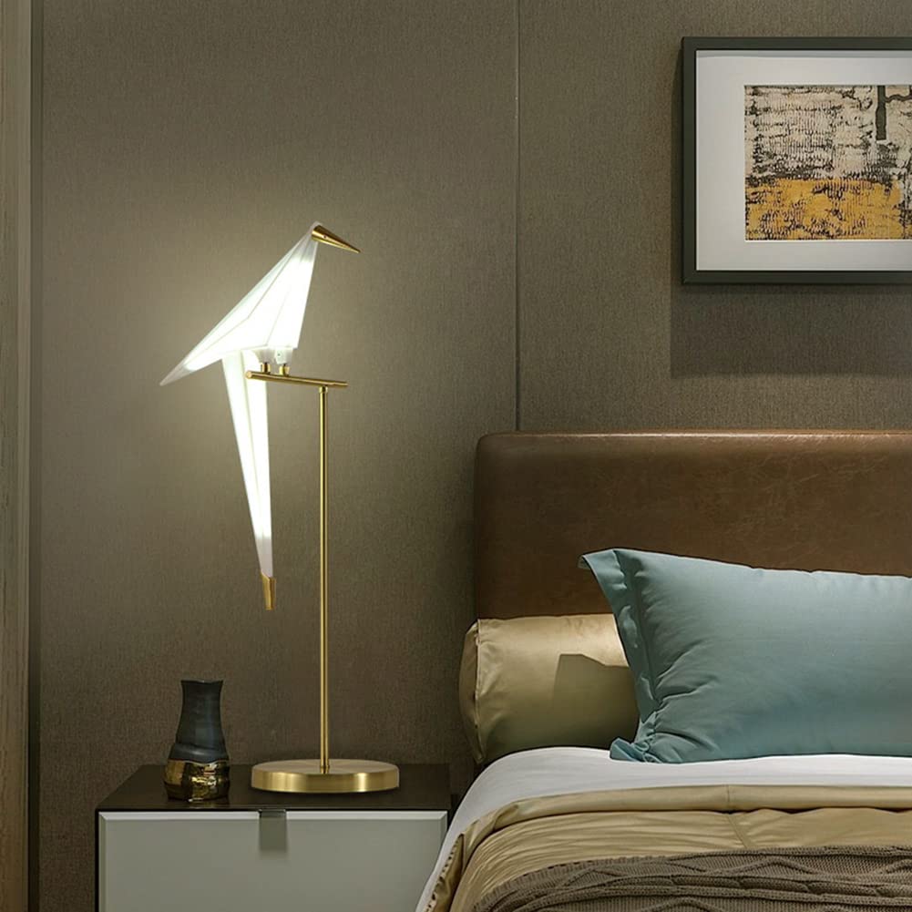 28 Inch LED Table Lamp - Modern Gold Metal Bird Light Fixture for Living Room, Bedroom & Office - Stylish Ambient Lighting for Reading, Working & Home Decor