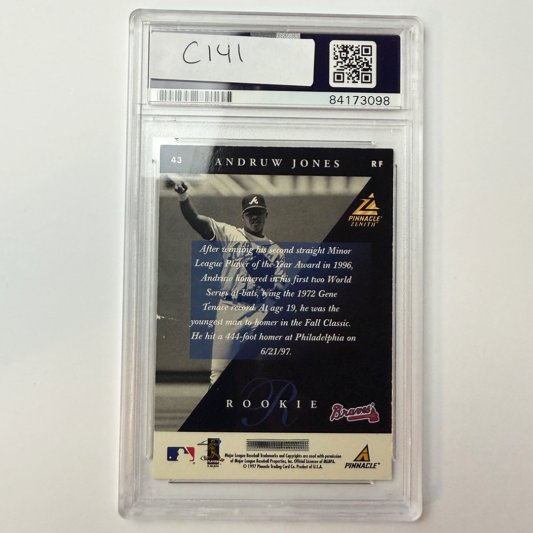 Andruw Jones Signed 1997 Pinnacle Zenith Rookie Card #43 PSA Certified Authentic Autograph - Perfect for Baseball Memorabilia Collectors and Atlanta Braves Fans