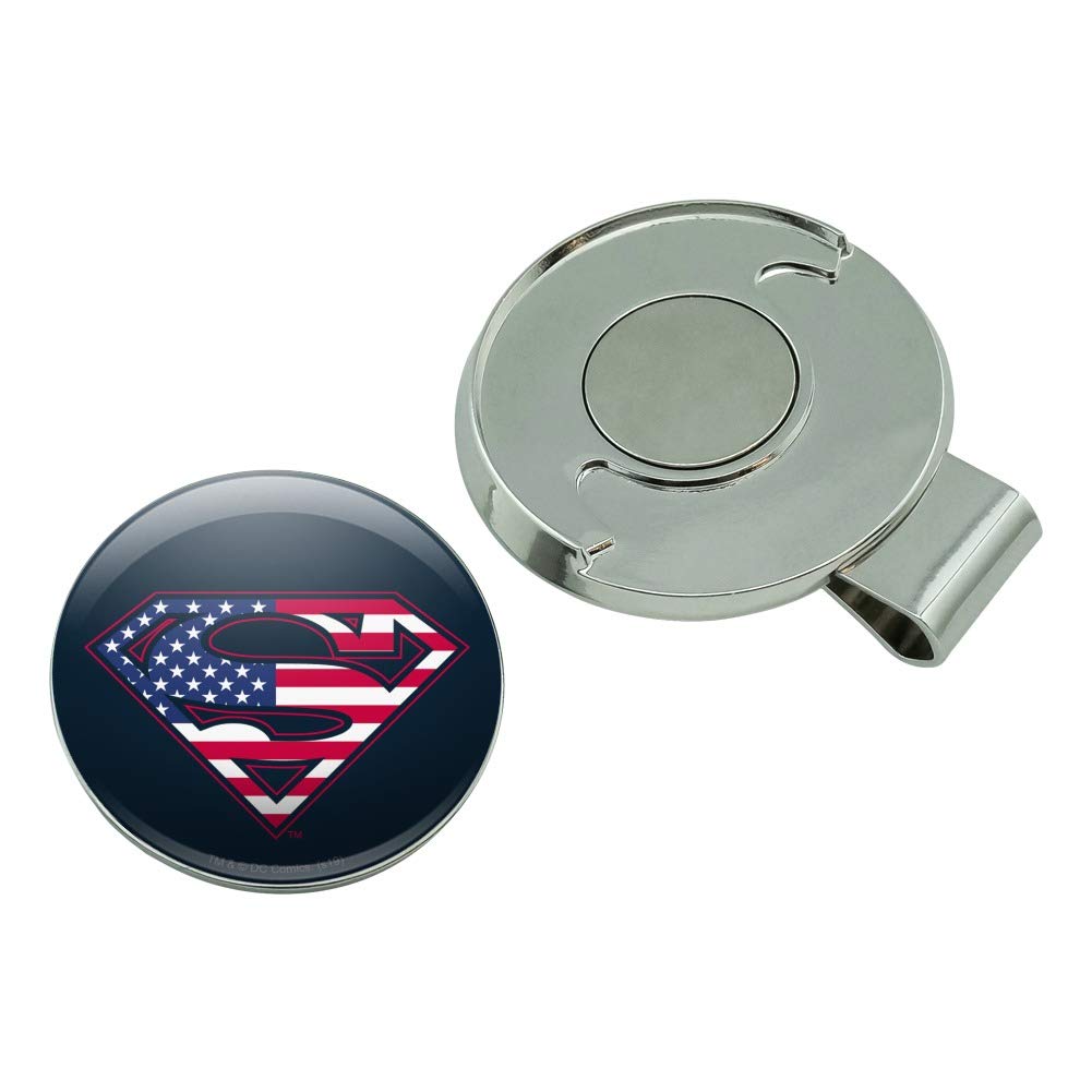 Superman USA American Flag Shield Logo Golf Hat Clip with Magnetic Ball Marker - Stylish Golf Accessory for Men & Women - Perfect for Golf Courses, Driving Range & Outdoor Sports