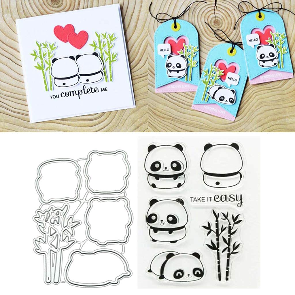 DIY Card Making Panda Clear Stamps and Dies Set - Rubber Stamps for Scrapbooking, Greeting Cards & Crafting | Perfect for Handmade Cards, Invitations & Paper Crafts