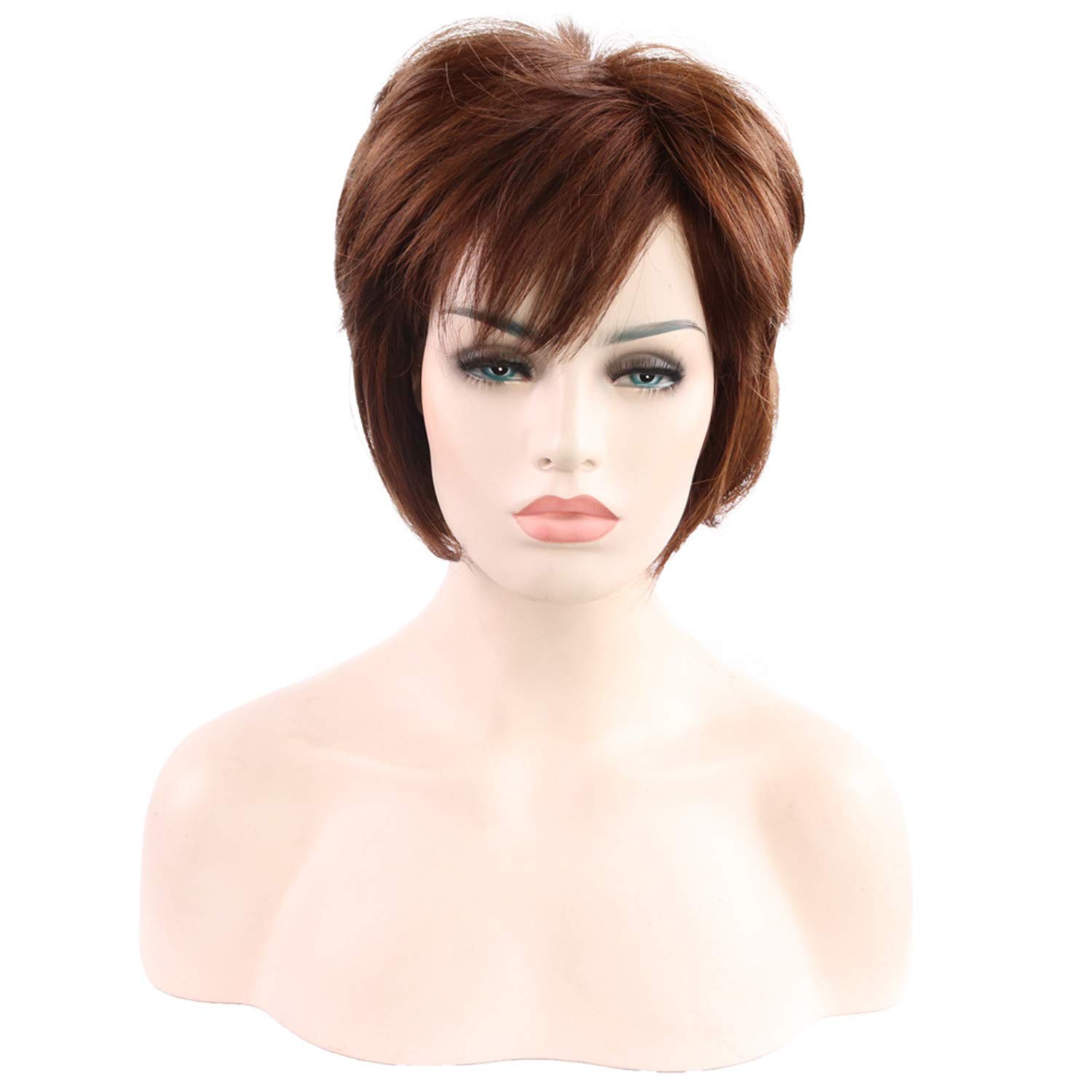 Andongnywell Short Wavy Synthetic Hair Wig for Women - Fluffy Natural Look with Bangs | Perfect for Cosplay, Daily Wear & Costume Parties