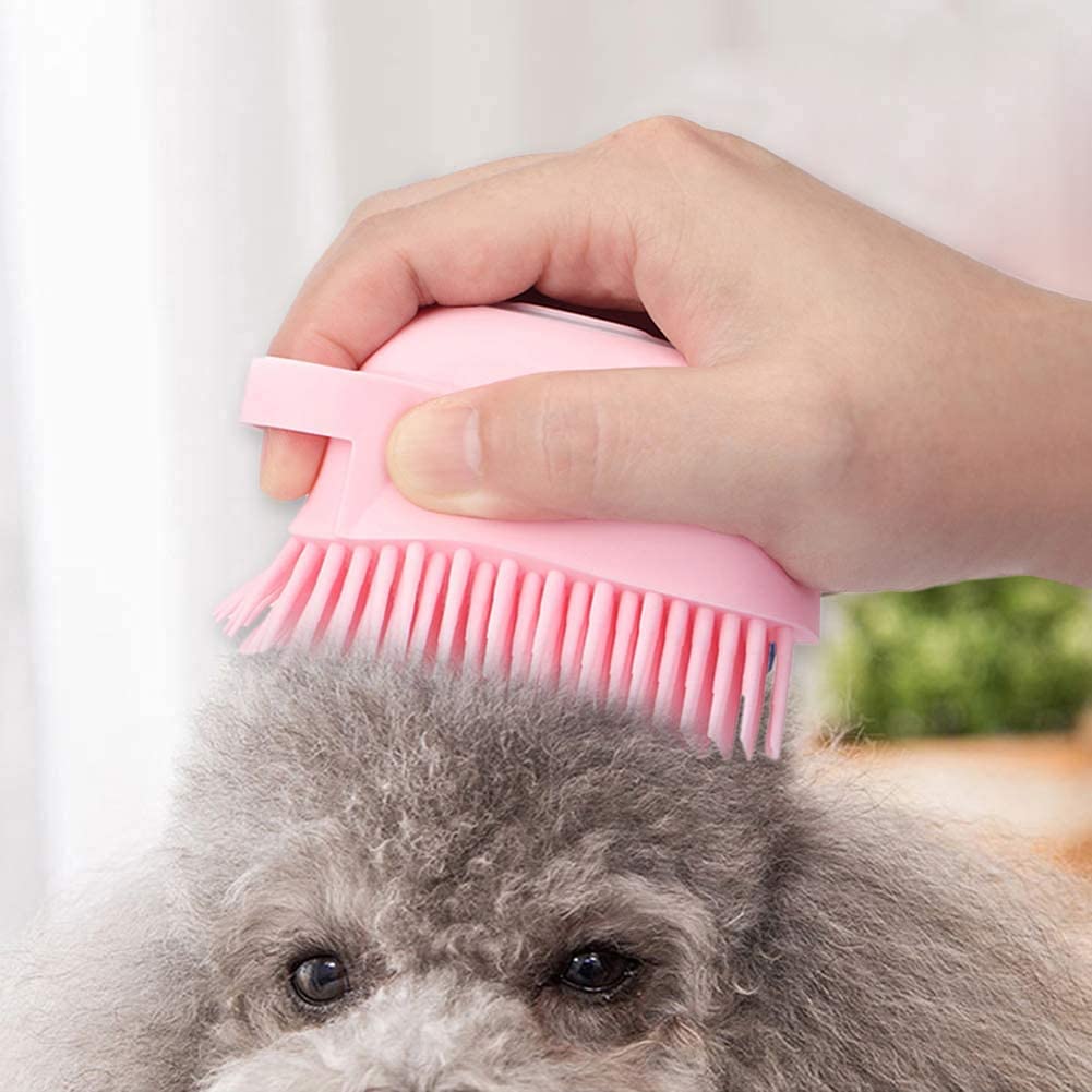 Premium Silicone Pet Grooming Brush for Dogs & Cats - Gentle Massage & Hair Removal Tool for Short & Long Hair Pets - Perfect for Bath Time & Daily Brushing (Pink) - Great for Shedding Control & Coat Shine