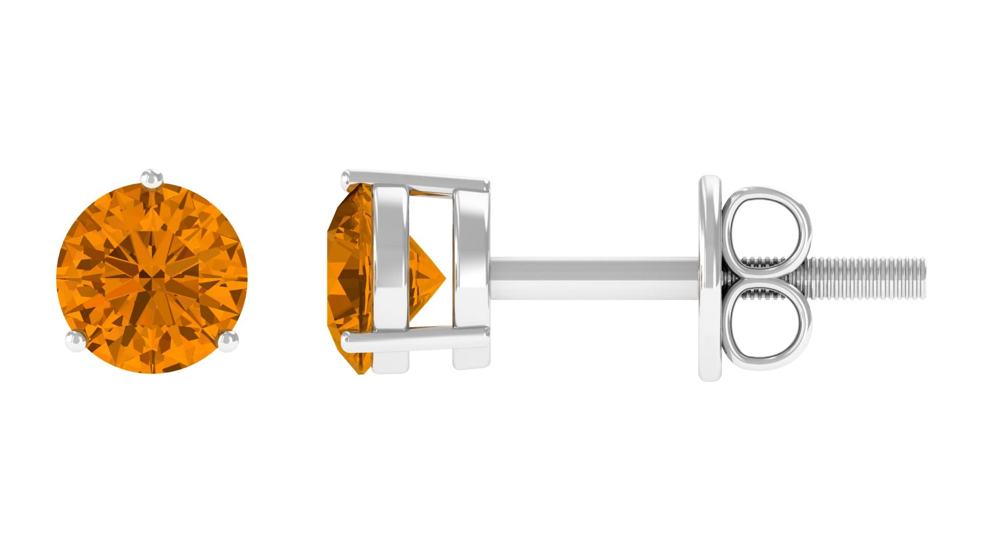 3/4 CT Citrine Stud Earrings for Women - 4MM Round November Birthstone Earrings in 14K Solid Gold | Minimalist Solitaire Jewelry for Everyday Wear, Gift Giving & Special Occasions