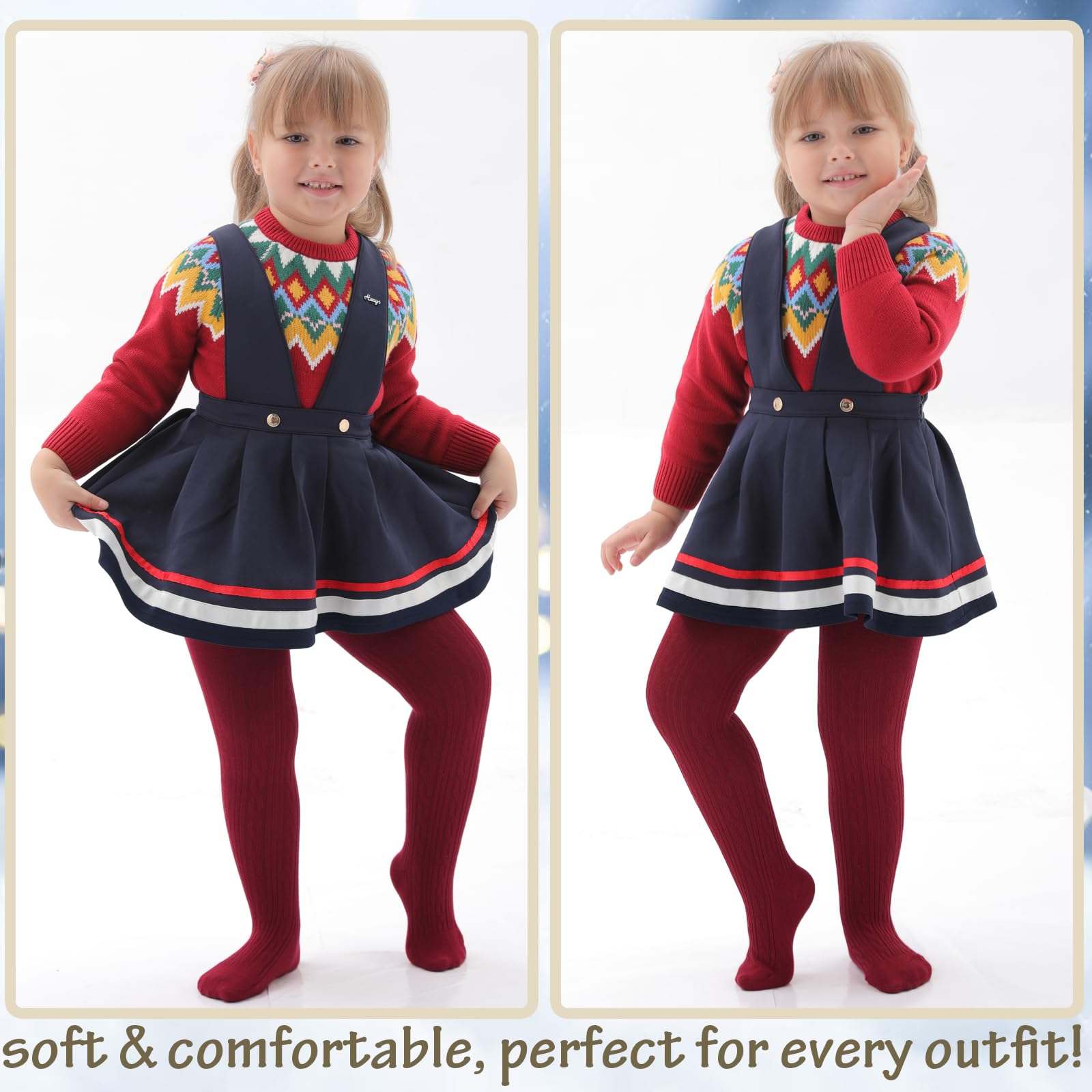 **Soft Cotton Baby Tights for Toddler Girls - Seamless Cable Knit Leggings & Stockings (3/4/5 Pack) - Perfect for Playtime, Daycare & Winter Outfits**