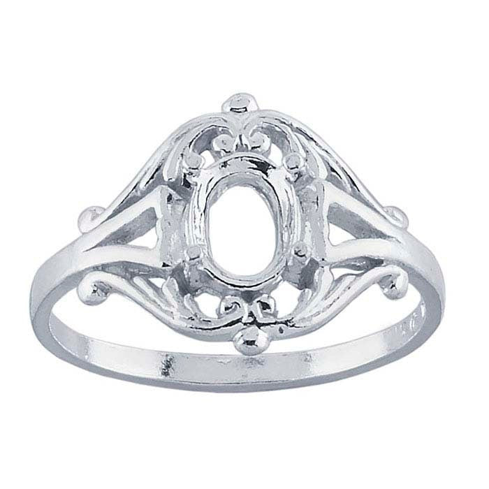 6x4mm Sterling Silver Oval Faceted Prong Ring Mounting - Size 6 or 7 - Perfect for Gemstone Jewelry Making & Engagement Ring Settings