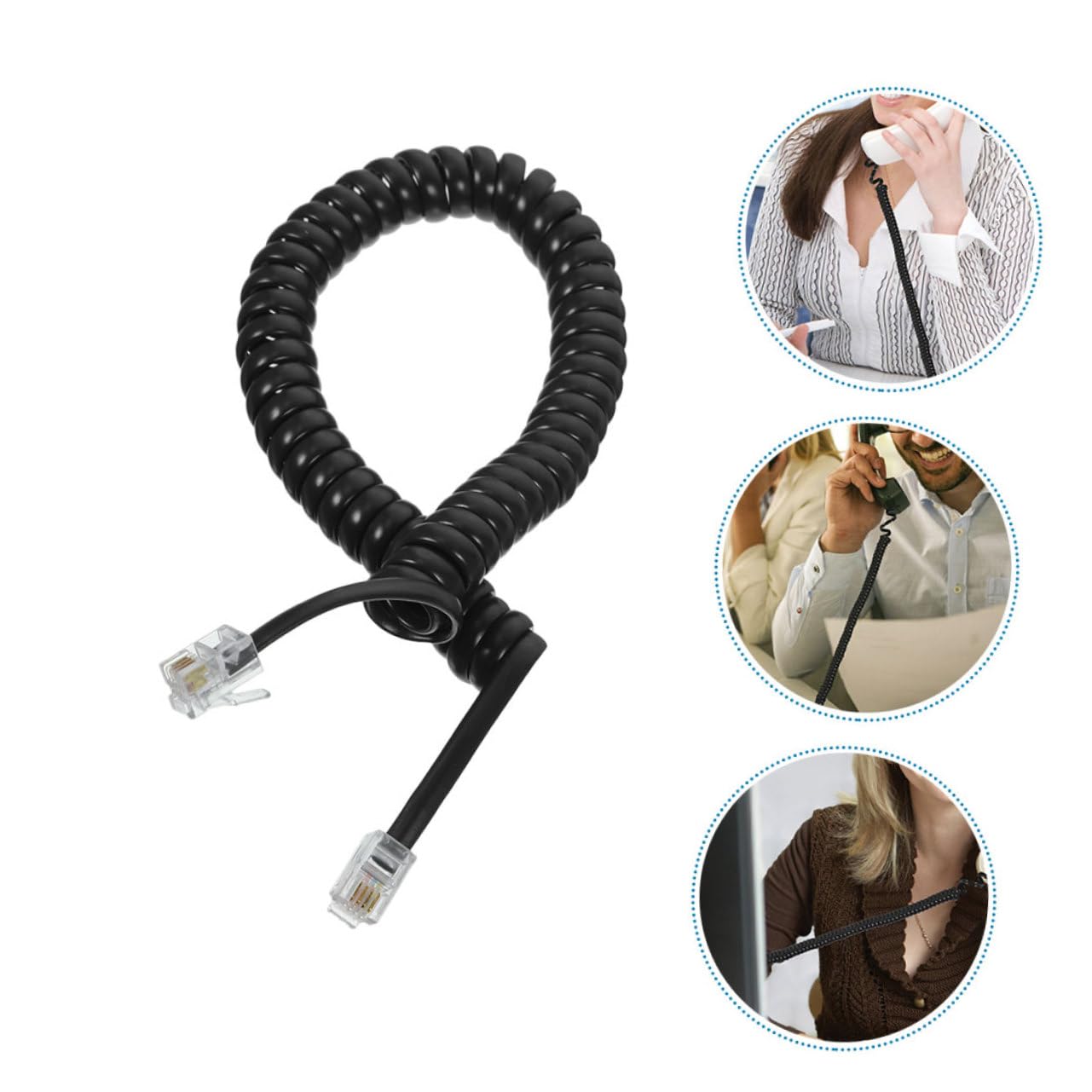40 Pcs Black Telephone Line Cords - Durable PVC Phone Cable for Home & Office Use - Ideal for Landline Phones, Fax Machines, and Modems
