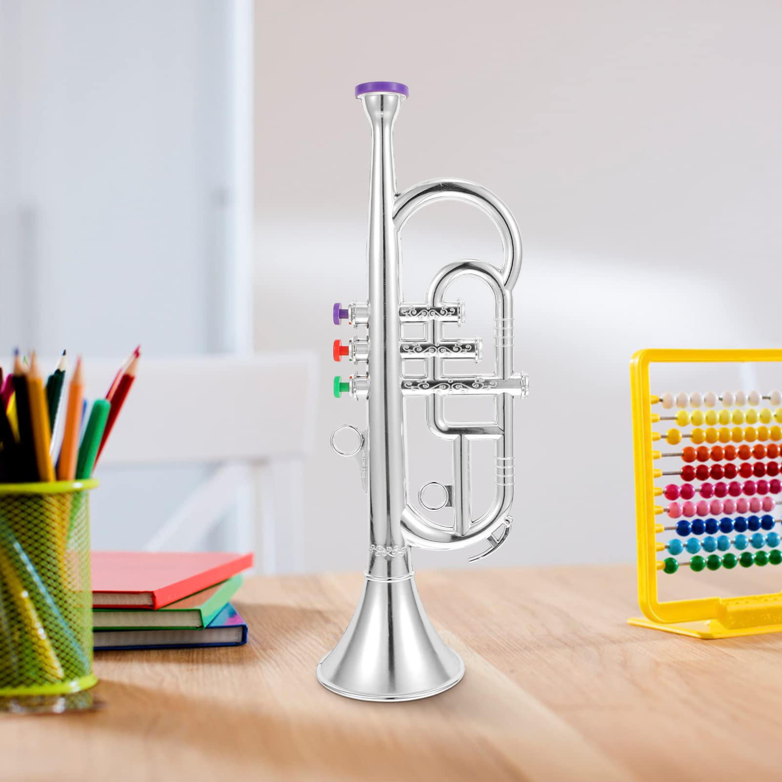 TOYANDONA Kids Plastic Trumpet Toy - Silver Musical Instrument for Boys & Girls | Early Education Learning Toy | Birthday Gift & Party Performance