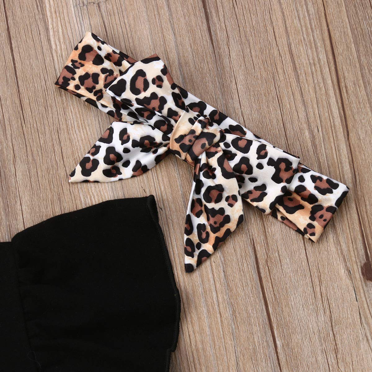 3PCS Newborn Baby Girl Clothes Set - Fly-Sleeve Tops & Leopard Print Long Pants Outfit Sunsuit for Summer, Photoshoot, and Daily Wear